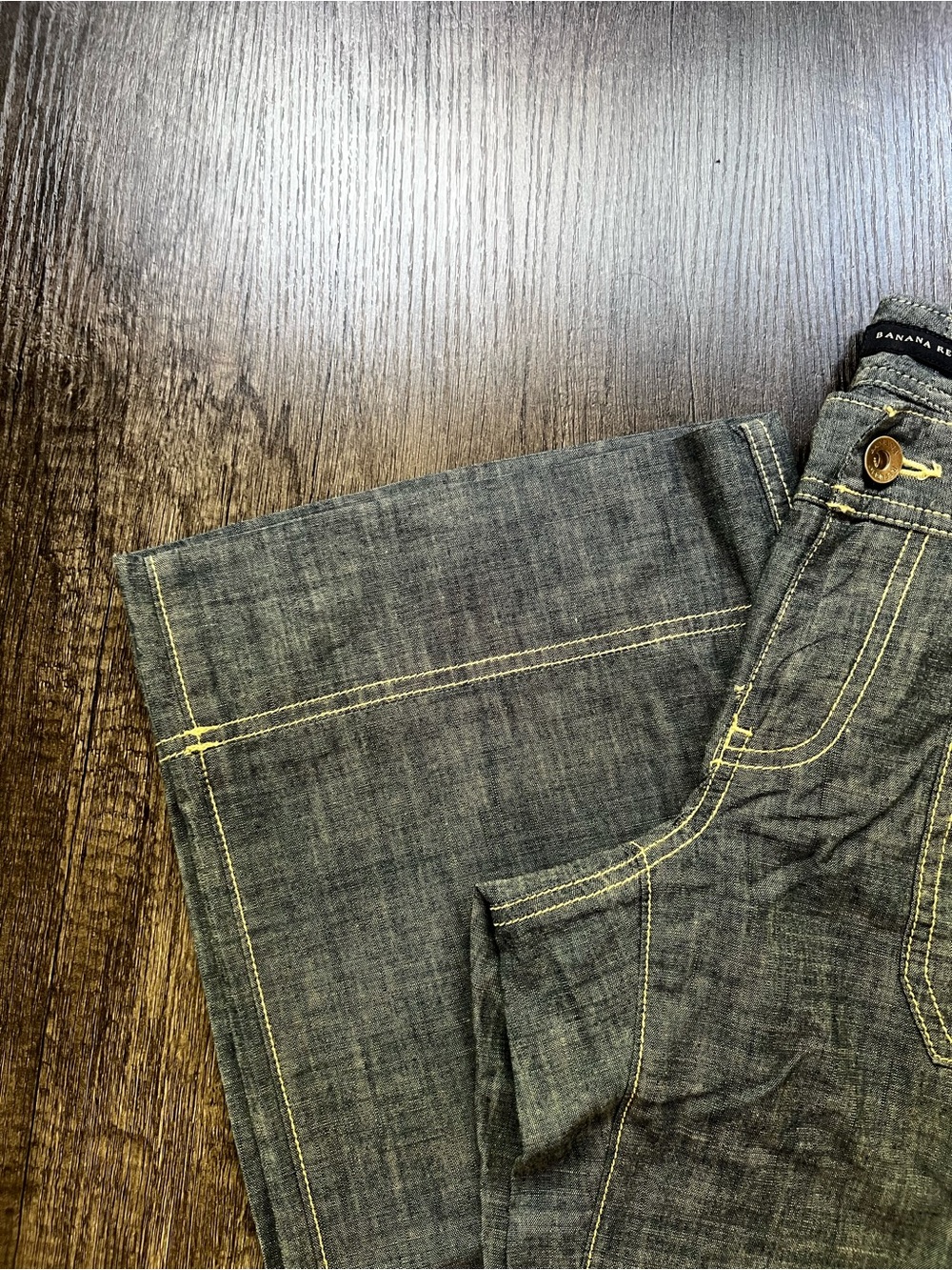 Banana Republic Wide-Leg Pants in Heather Gray with Contrast Stitching - Picture 3 of 7